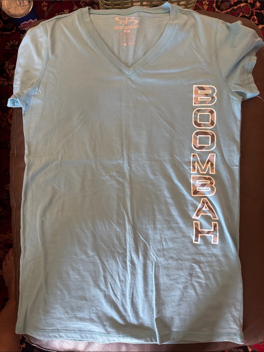 Boombah Women's Short Sleeve V-Neck Tee in Light Blue/Teal